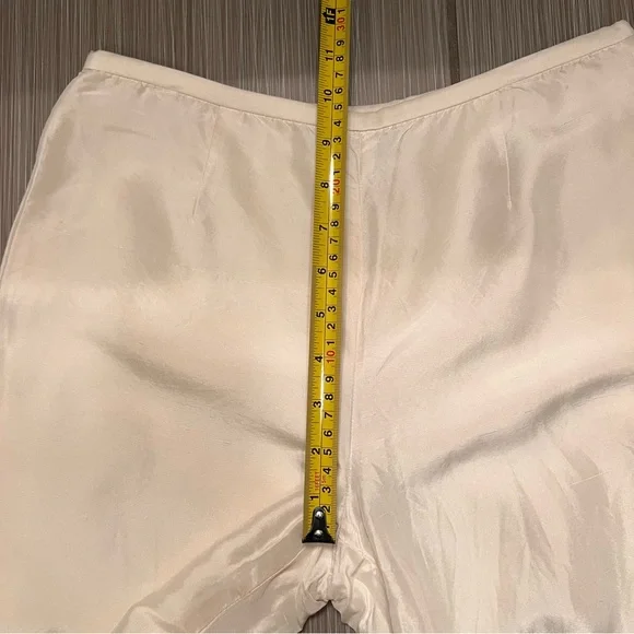 Vintage Silk Cream Teal Embroidered Butterfly Pants Yves Cossette Depeche Mode - Picture 11 of 12